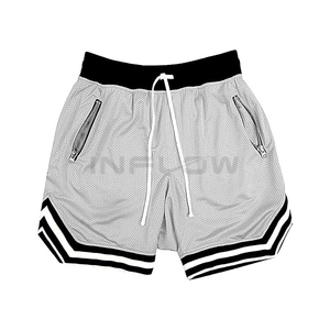 Shorts décontractés roses pour hommes, style urbain, avec poches zippées, taille à cordon de serrage, séchage rapide, imperméables, respirants, en polyester, pour le sport - Product Image 3