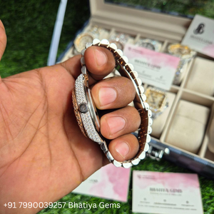 Rose Gold Iced Moissanite Diamond Watch Two Tone <b>Stainless</b> <b>Steel</b> <b>Bracelet</b> Luxury Quartz Watch Wholesale Supplier - Product Image 6