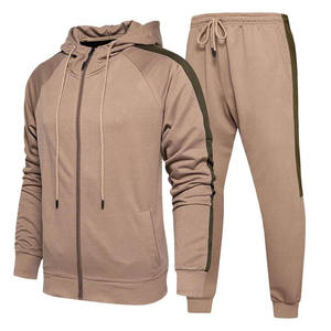Cheap Oem High Quality Tracksuit Men Thicken Fleece 2 Piece Plain Hoodies Men Zipper Tracksuit Set - Product Image 1