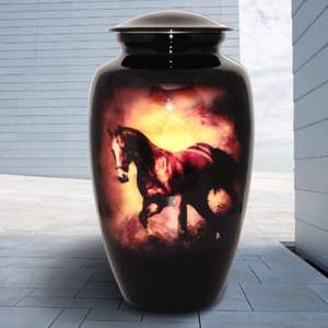 Urna de cremación Contenedor conmemorativo-con Lovely Horse Art Work Tamaño grande 26 cms de alto - Product Image 4