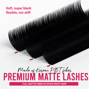 Extensiones de pestañas individuales PBT Featherlight negro mate de alta calidad, bandejas CC D DD, venta al por mayor, pestañas de tira completa - Product Image 2