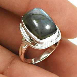Anillo Hecho a Mano de Plata de Ley 925 con Piedra Preciosa de Labradorita Natural, Anillo Bohemio Unisex de Diseño Elegante para Boda - Product Image 3
