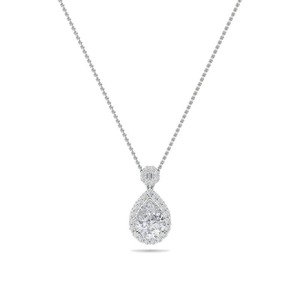 Bridal Pear Cut Diamond Single Halo <b>Pendant</b> 0.50 Ct Lab Grown Diamond In Platinum For Bridal Anniversary Gift - Product Image 2