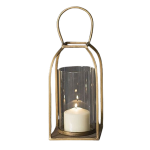 Linterna de hierro de metal superventas con mango, soporte de vela de diseño moderno de Color dorado y votivo para decoración navideña - Product Image 6