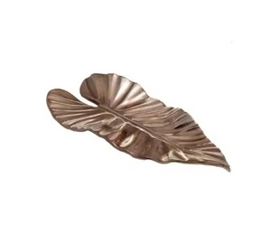 Plateau de service élégant en aluminium doré avec design feuille Plateau de table intérieur cuivre-or - Product Image 1