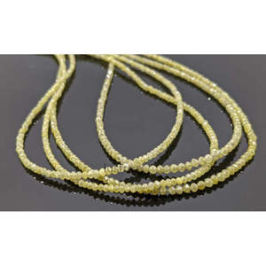 Perles de diamant facettées jaunes en forme de rondelle, 1,8-2,4 mm, brins de 15 pouces, diamant naturel facetté - Product Image 1