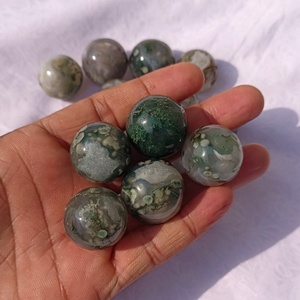 งานฝีมือคริสตัลบำบัดธรรมชาติราคาถูกจาก Cambay Art ขายส่ง ลูกแก้วมอสอาเกตแกะสลัก ควอตซ์ ตกแต่งบ้านตามหลักฮวงจุ้ย - Product Image 1