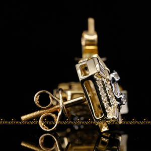 Adorable redondo y corte Baguette VVs claridad Moissanite diamantes Iced Out Hip Hop 925 pendientes de tuerca de plata esterlina - Product Image 3