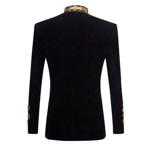 Kualitas tinggi buatan tangan bernapas pria hitam emas bordir beludru setelan <span class=keywords><strong>Blazer</strong></span> pesta perjamuan pakaian panggung untuk pria <span class=keywords><strong>Blazer</strong></span> - Product Image 2