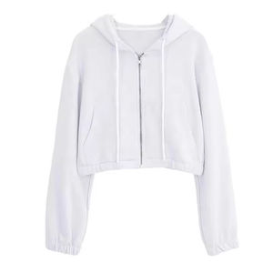 Sudadera Corta de Invierno para Mujer, de Alta Calidad, Color Sólido, Informal, Holgada, con Hombros Caídos, Personalizada, 100% Algodón, Estilo Urbano - Product Image 2