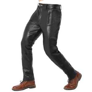 Custom Logo <b>Slim</b> Bodycon PU Pencil Pants Men Waterproof High Waist Streetwear Zip Open Pocket Casual Motorcycle Sweatpants Faux - Product Image 1