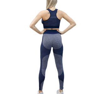 Gimnasio de alta calidad Fitness Conjunto de yoga sin costuras Mujeres 2 piezas Conjunto de yoga sin costuras Deportes Gimnasio Desgaste Conjunto de yoga - Product Image 4