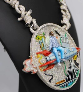 925 Sterling Silver Moissanite Diamant Pendentif VVS Moissanite Pendentif Personnalisé Hip Hop Lettre Charme Fusée Hommes Hip-Hop Pendentifs - Product Image 2