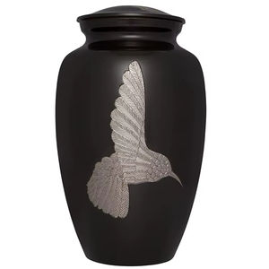 Urna Funeraria de Metal Hecha a Mano, Negra, para Cenizas, Diseño Decorativo de Estilo Francés Campestre, Capacidad para 220 Libras, Florero de Mesa - Product Image 1