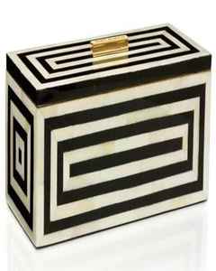 Artisanat moderne nouveauté sous-verre promotionnel 4x4 pouces incrustation d'os corne conception à carreaux vaisselle de style classique - Product Image 2