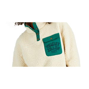 Felpa Sherpa con Bottoni a Pressione Tommy Jeans da Donna, Taglia X-Large, Bianca, per l'Inverno - Product Image 2