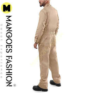 Combinaisons mélangées à manches longues pour hommes en kaki-Manchette réglable, poches utilitaires, tissu ignifuge - Product Image 3