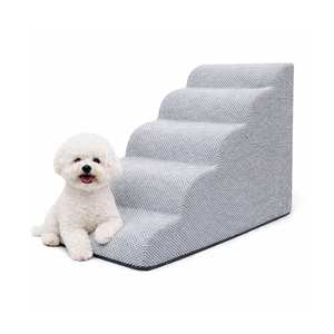 [AllmioPet] Escalier pour animaux de compagnie d'intérieur, 5 marches, gris, AMP 5 GR, tissu doux en nuage, escalier pour chien et chat pour un accès confortable aux meubles - Product Image 4