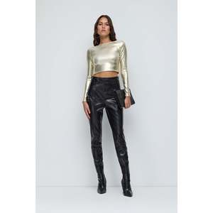 Crop top imprimé en feuille métallisée brillante - Product Image 1