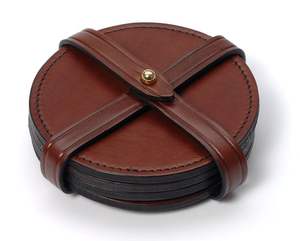 Meilleur cadeau personnalisé sous-verres en cuir PU personnalisés avec logo Logo personnalisé Laser PU cuir tasse sous-verre Design de luxe - Product Image 3