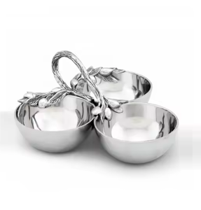 Cuencos decorativos de diseño de metal antiguo para servir con forma artística elegante y diseño para mejorar la estética del comedor - Product Image 5