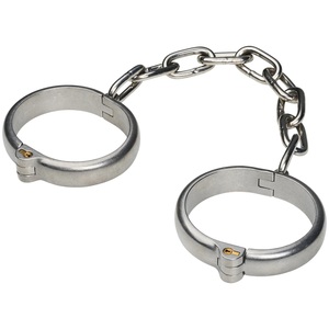 Stainless Steel <b>Bondage</b> Ankle Cuffs Lock for BDSM Metal Gear Restraints Kinky Ankle Cuffs with Chain - Product Image 3