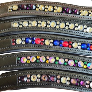 Forma de onda, cristales multicolores personalizados, cadena de fijación en caliente, canal vacío inalid, banda de cuero acolchado para cejas de caballo en tamaños de mazorca completos - Product Image 4