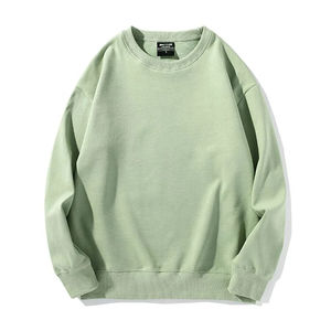 Venta al por mayor de cuello redondo liso sudadera logo liso mujer cuello redondo sudadera de gran tamaño sólido teñido mujeres sudaderas de manga larga - Product Image 2