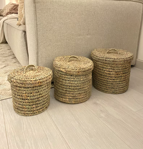 Cesta de algas marinas para almacenamiento pequeño y el MEJOR VENDEDOR decoración del hogar Cestas tejidas a mano de algas marinas hechas en Vietnam - Product Image 1