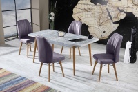 Ensemble de table et de chaises de salle à manger extensible moderne, portable et imperméable, plateau en bois durable, écologique, fait à la main, 4 places pour la salle à manger à domicile