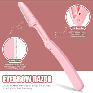 Ensemble de 7 pinces à épiler en acier inoxydable pour femmes, poils du visage / Ciseaux courbés de précision bicolores pour sourcils, rasoir à sourcils pour poils incarnés - Product Image 2