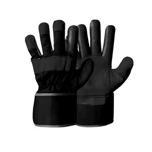 Guantes de cuero con puño de seguridad en la espalda de rayas cortas de alta calidad para hombre Palma de grano de vaca parcheada para trabajo de soldadura - Product Image 6
