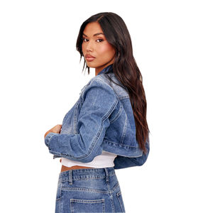 ¡Novedad de 2025! Chaqueta vaquera larga para mujer, transpirable, a prueba de viento, logotipo personalizado, botón, 100% algodón, precio razonable, talla XL, OEM - Product Image 2