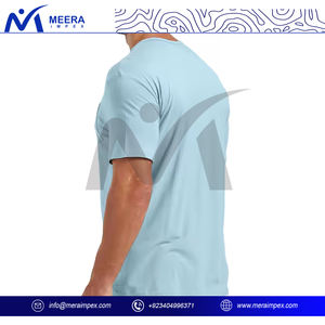 Camiseta ajustada con cuello redondo para hombre, tela elástica suave, ropa informal ajustada, camiseta de verano a la moda, suministro a granel de alta calidad - Product Image 4