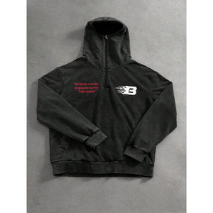 Sudadera con capucha de gran tamaño de algodón grueso 100% personalizada para hombres, ropa informal térmica transpirable de peso pesado, cuello con capucha estampado de invierno - Product Image 1