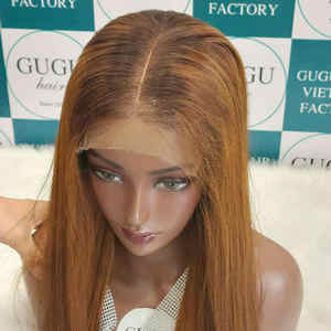 วิกผมแท้มีลูกไม้ด้านหน้าแบบไม่มีการแปรรูปผมทำจากหนังสีน้ำตาลน้ำผึ้งลูกไม้ใส - Product Image 3