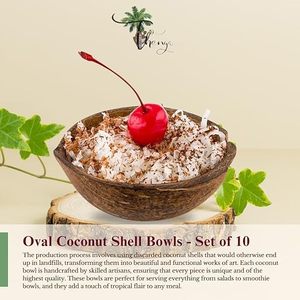 Cuencos Ovalados de Cáscara de Coco Cruda |   Tazón de Comedor Hecho a Mano Natural |   Vajilla Sostenible al por Mayor - Product Image 3