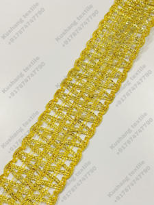 Precio al por mayor Venta caliente Personalizar Trenza Hilo metálico Encaje dorado Adorno Étnico Correas Encaje - Product Image 2