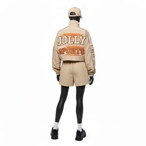 Conjunto Corto de Chaqueta Cortavientos para Mujer, Tejido Suave de Poliéster y Nailon, Diseño de Paneles de Color, Logotipo Personalizado, Transpirable - Product Image 2