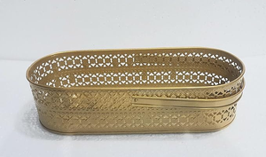 El mejor precio, espejo de cristal ovalado de latón, bandeja chapada en oro, vanidad decorativa, almacenamiento de Perfume, Pooja, bandejas de regalo de boda hechas por MOS - Product Image 4