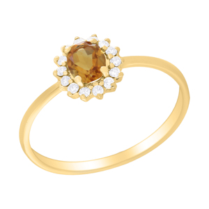 Anillo de diseñador de flores románticas de oro amarillo elegante de Rikhava Diamonds, colgantes y dijes de moda para mujer de alta calidad para bodas - Product Image 3