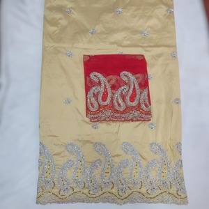 Superior Quality Latest Trendy Nigerian George Wrapper Woven Taffeta <b>Fabric</b> Silver Work Florals Pattern Anti-static Breathable - Product Image 1