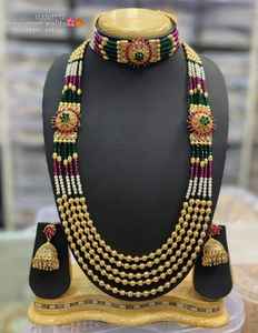 JOYERÍA DE COBRE TRADICIONAL Y DE MODA INDIA CONJUNTO DE JOYERÍA DE BODA NOVIA PARA MUJER CONJUNTO DE PENDIENTES Y COLLAR - Product Image 2