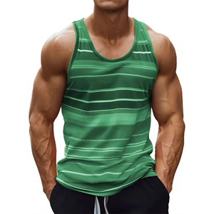 เสื้อกล้ามลำลองสำหรับผู้ชายใส่ฤดูร้อนเสื้อกั๊กแขนกุดระบายอากาศได้ดีพิมพ์ลายทางสีรุ้ง3D ถักสไตล์ไฮสตรีทแฟชั่น - Product Image 1