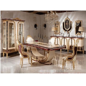 Juego de mesa de comedor de madera de teca, conjunto de muebles modernos de lujo para Villa Real, comedor - Product Image 1