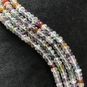 Perles Rondelles Multicolores Facettées 100% Naturelles Certifiées IGI Grade AA 6-8mm, Pierres Précieuses Vivaaz Multicolores Multifeu pour Bijoux - Product Image 3