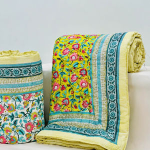 Edredón Jaipuri Razai 100% Algodón Personalizado al por Mayor, Ropa de Cama con Estampado a Bloque Hecho a Mano, Manta Premium de Lujo Hecha a Mano para Uso Doméstico - Product Image 1