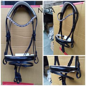 Bride de cheval en cuir de haute qualité avec strass Logo personnalisé équipement équestre pour la course d'équitation saut de cheval de Style occidental - Product Image 4