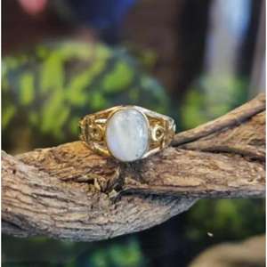 แหวนพลอยมูนสโตนเงินแท้ ชุบทอง 181K ปรับขนาดได้ หรูหรา เหมาะสำหรับงานแต่งงาน งานเลี้ยงฉลองครบรอบ ของขวัญคริสเตียน - Product Image 3