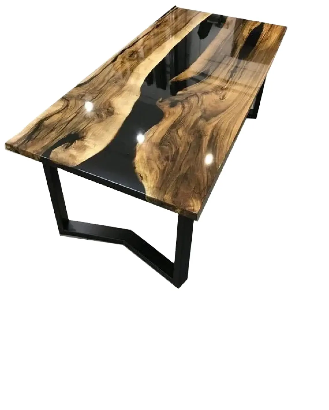 MESA DE COMEDOR CON BORDE VIVO DE MADERA DE RESINA EPOXI TOUSEEF ARTESANÍA INTERNACIONAL TENDENCIA HOGAR HOTEL REGALO DECORACIÓN ARTESANÍA SALA DE ESTAR